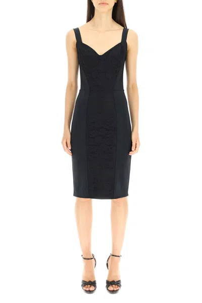 Shop Dolce & Gabbana Elegant Black Bustier Dress With Lace Insert For Women