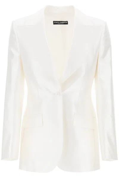 Shop Dolce & Gabbana Elegant White Silk Jacket For Modern Women