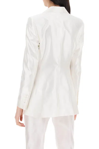 Shop Dolce & Gabbana Elegant White Silk Jacket For Modern Women