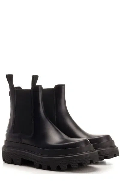 Shop Dolce & Gabbana Men's Brushed Calfskin Chelsea Boots In Black