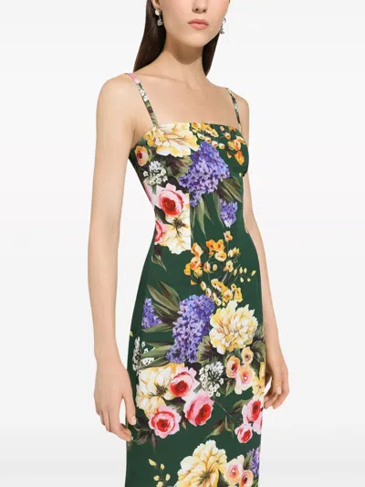 Shop Dolce & Gabbana Floral Maxi Dress With Straps In Green For Women In Giardfvde