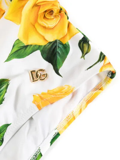 Shop Dolce & Gabbana Floral Print Halterneck Swimsuit For Women In White