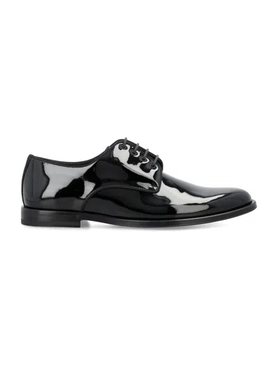 Shop Dolce & Gabbana Glossy Derby Dress Shoes For Men In Black