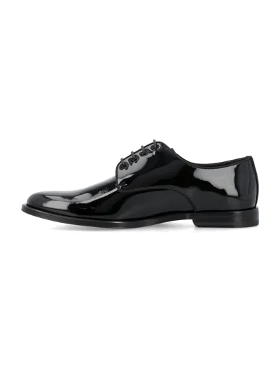 Shop Dolce & Gabbana Glossy Derby Dress Shoes For Men In Black