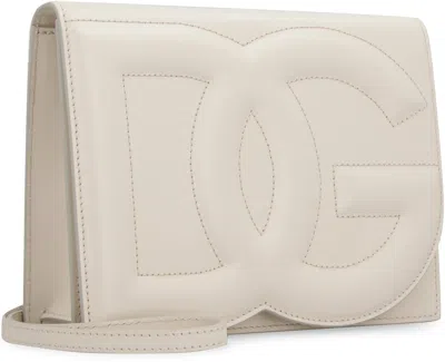 Shop Dolce & Gabbana Ivory Dg Logo Leather Crossbody Handbag In White