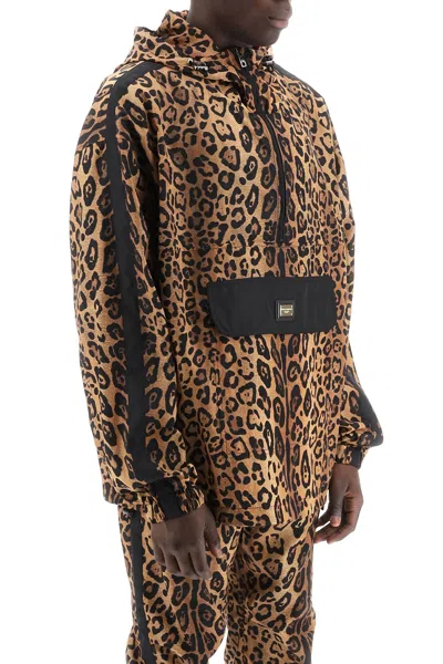 Shop Dolce & Gabbana Leopard Print Nylon Oversized Anorak For Men In Multicolor