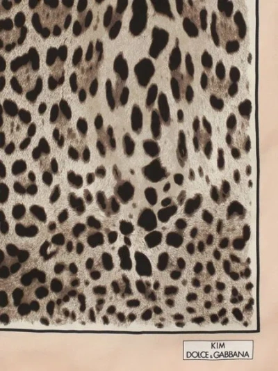 Shop Dolce & Gabbana Leopard Printed Raffia Scarf In Tan
