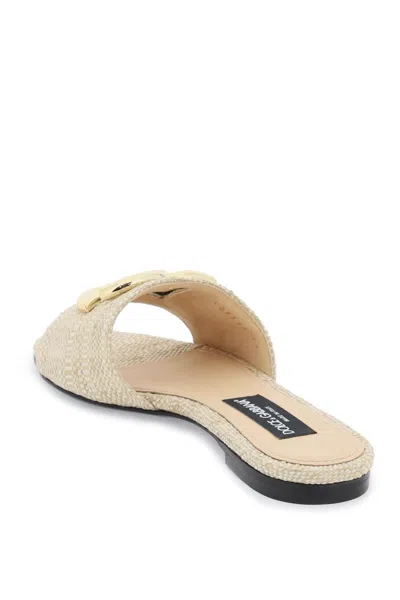 Shop Dolce & Gabbana Luxurious Dg Logo Slide Sandals In Sabbia For Women In Tan