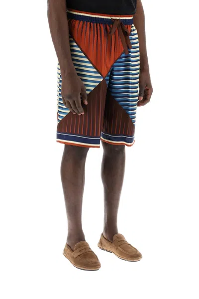 Shop Dolce & Gabbana Luxurious Multicolor Silk Bermuda Shorts Set For Men