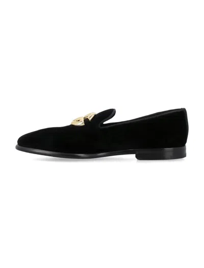 Shop Dolce & Gabbana Men's Black Velvet Loafers For Ss24 Season
