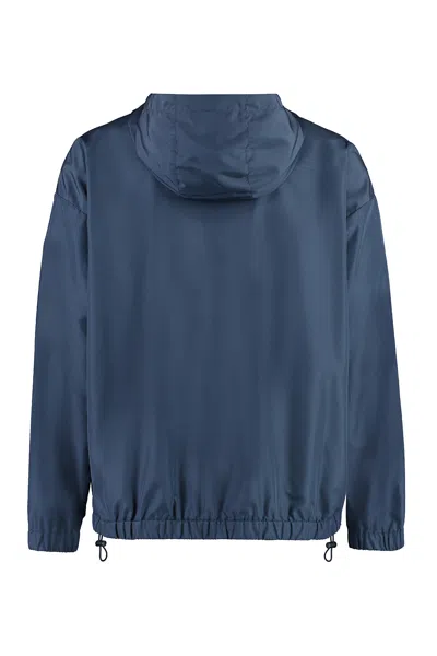Shop Dolce & Gabbana Men's Blue Nylon Windbreaker Jacket