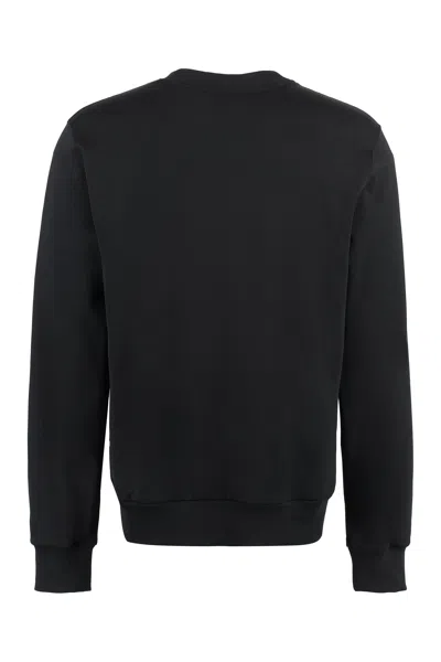 Shop Dolce & Gabbana Men's Embossed Logo Detail Cotton Sweatshirt In Black