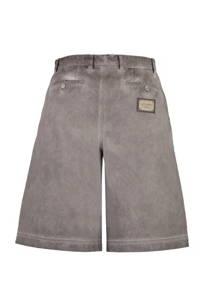 Shop Dolce & Gabbana Men's Grey Cotton Bermuda Shorts For Ss23