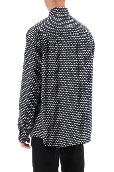 Shop Dolce & Gabbana Men's Oversized Button-up Shirt With Micro Monogram Pattern In Black