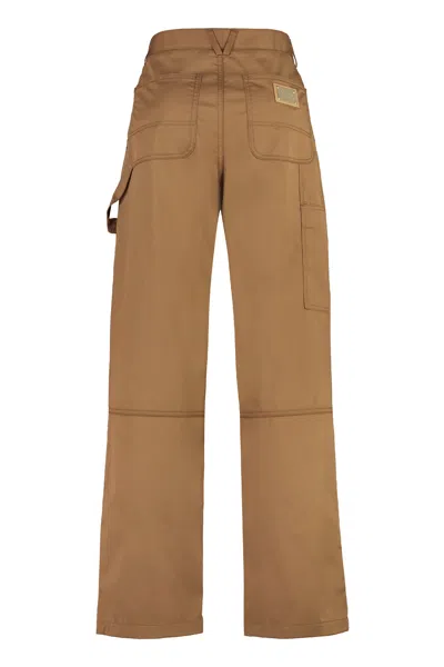 Shop Dolce & Gabbana Men's Stretch Cotton Trousers In Brown For Fw23
