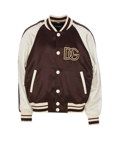 Shop Dolce & Gabbana Mens Stripe Cotton Bomber Jacket, Fw23 Collection In Magenta