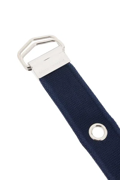 Shop Dolce & Gabbana Personalized Logo Tape Belt For Men In Blue