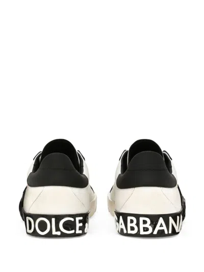 Shop Dolce & Gabbana Men's Portofino Leather Sneakers In White For Ss24