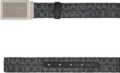 Shop Dolce & Gabbana Reversible Logo Belt For Men In Grey