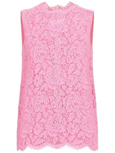 Shop Dolce & Gabbana Rose Lace Top For Women In Rosa2