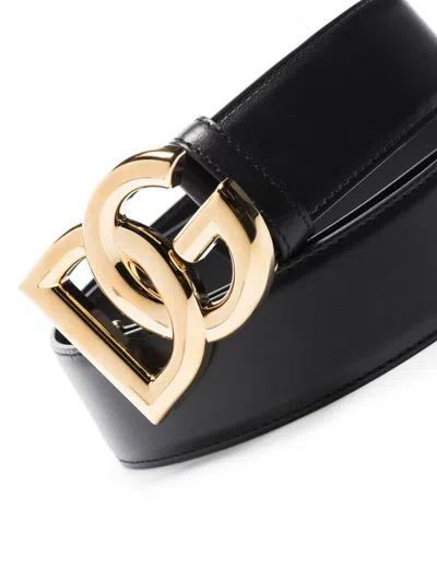 Shop Dolce & Gabbana Sleek Black Logo-plaque Buckle-fastening Belt For Women From A Top Designer
