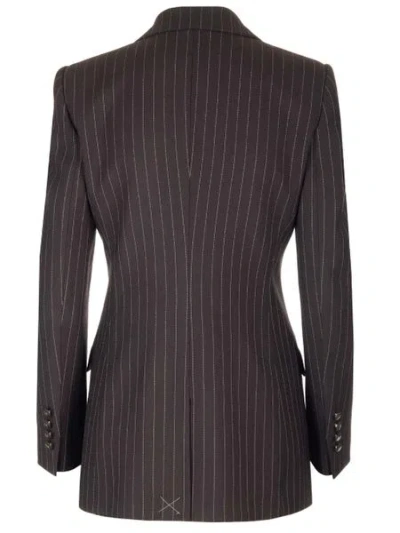 Shop Dolce & Gabbana Sophisticated Pinstriped Turlington Jacket For Women In Brown