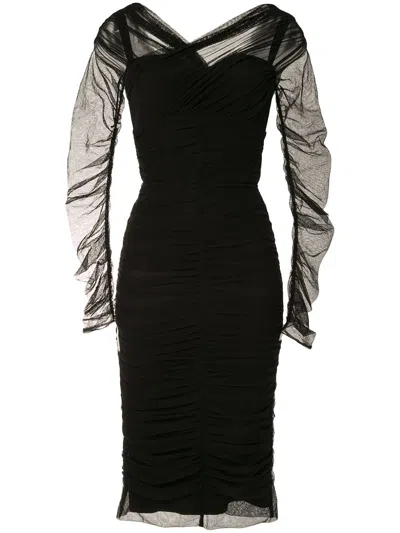 Shop Dolce & Gabbana Stylish Black Ruched Midi Dress For Women