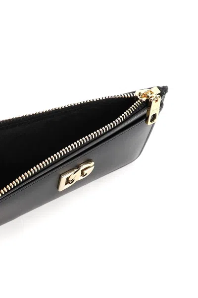 Shop Dolce & Gabbana Stylish Women's Black Leather Cardholder With Zipper From Ss24 Collection