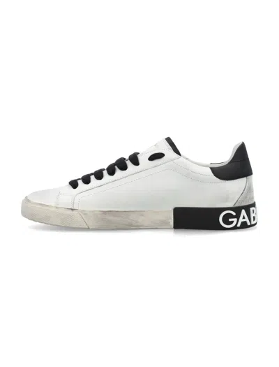 Shop Dolce & Gabbana White And Black Low Top Sneakers For Men