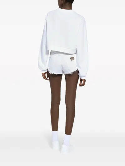 Shop Dolce & Gabbana White Dg Logo Crewneck Sweatshirt For Women