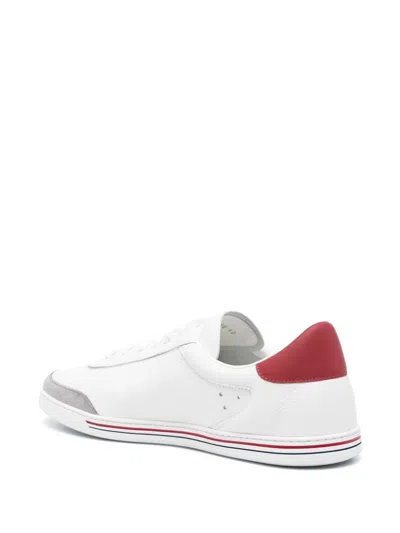 Shop Dolce & Gabbana White Leather Sneakers With Stripe Detailing For Men