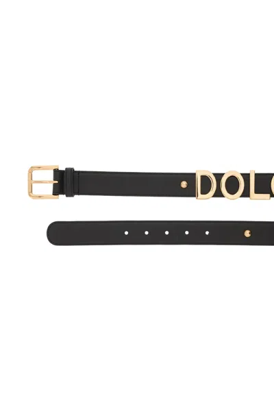 Shop Dolce & Gabbana Women's Leather Belt With Gold Galvanized Logo Embellishment In Ss23 Collection In Multicolor