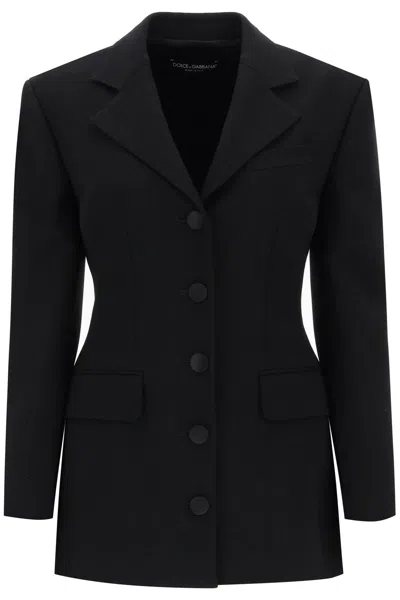 Shop Dolce & Gabbana Wool Cady Single-breasted Jacket For Women In Black