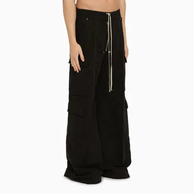 Shop Drkshdw Men's Black Wide Cargo Trousers For Ss24 Collection