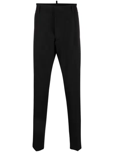 Shop Dsquared2 Black Cropped Slim-cut Logo Trousers For Men