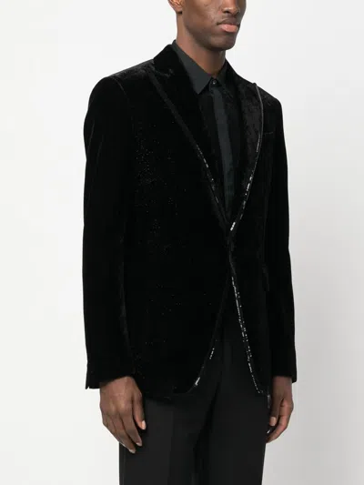 Shop Dsquared2 Black Velvet Slim Fit Blazer For Men