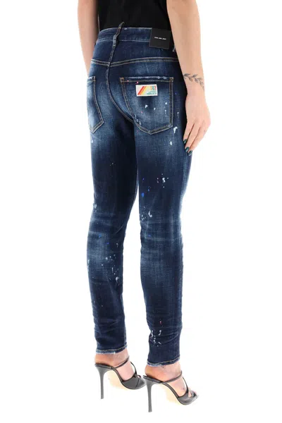 Shop Dsquared2 Dark Neon Splash Wash 642 Jeans In Blue