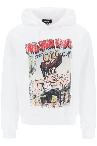 Shop Dsquared2 Graphic Print Hoodie For Men In White