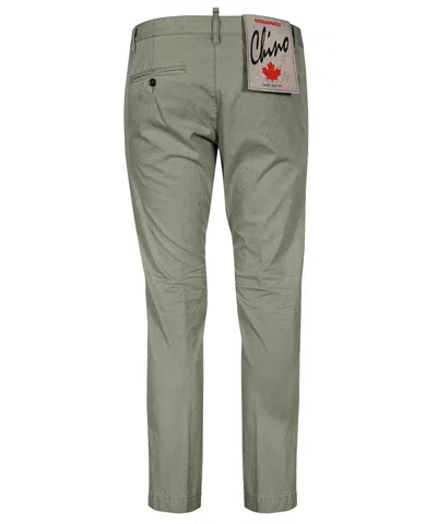 Shop Dsquared2 Green Cotton Chino Trousers For Men