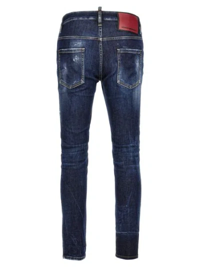 Shop Dsquared2 Luxury Super Twinky Logo Patch Jeans For Men In Navy Blue
