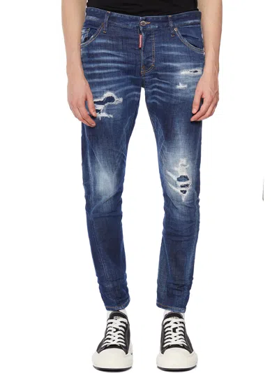 Shop Dsquared2 Men's Blue Sexy Twist Jeans For Fw23 Collection