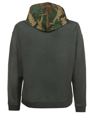 Shop Dsquared2 Men's Green Full Zip Hoodie With Technical Fabric Inserts And Front Flap Pocket For Ss23