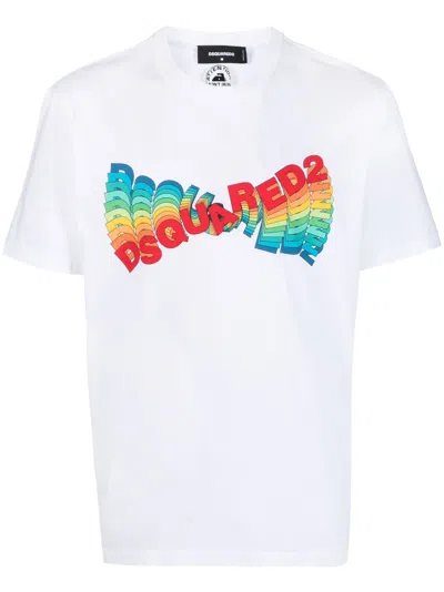 Shop Dsquared2 Men's White Logo Print Short Sleeve T-shirt