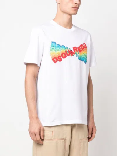 Shop Dsquared2 Men's White Logo Print Short Sleeve T-shirt