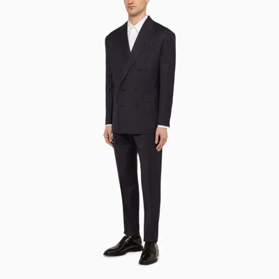 Shop Dsquared2 Navy Blue Double-breasted Wool Suit For Men