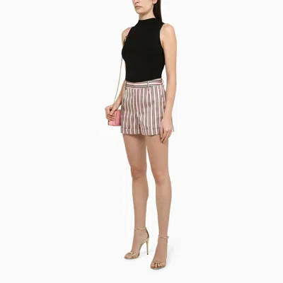 Shop Dsquared2 Pink And Blue Striped Cotton-blend Shorts For Women | Ss24 Collection In Multicolor