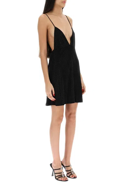 Shop Dsquared2 Rhinestone Mini Slip Dress For Women In Black