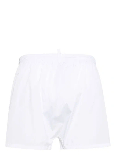 Shop Dsquared2 White Logo-patch Drawstring Swim Shorts For Men