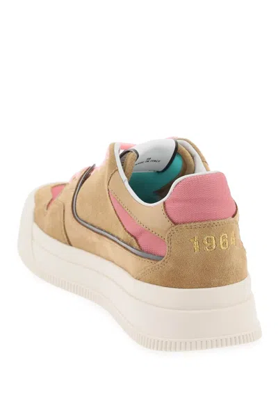 Shop Dsquared2 Women's Suede And Leather T-shirt Sneakers With Reflective Details In Multicolor