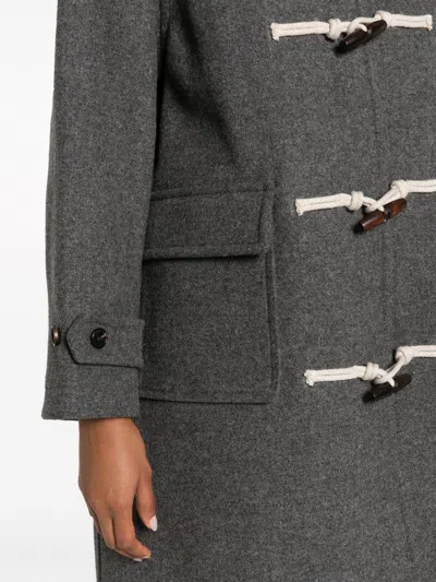 Shop Dunst Wool Blend Duffle Jacket In Gray